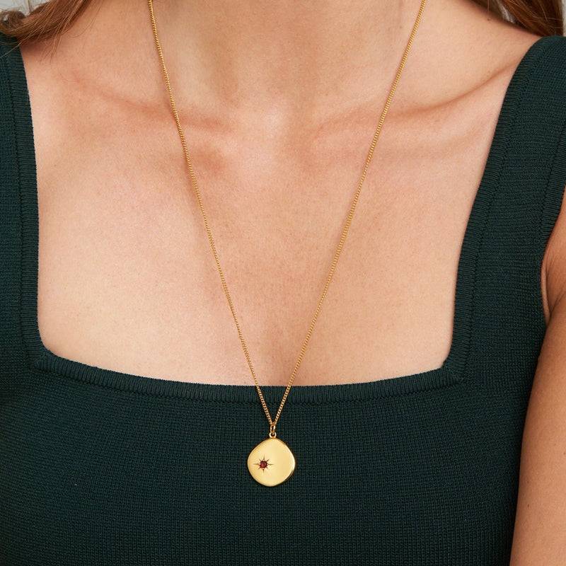 Mosuo Jewellery Geburtsstein Halskette Januar - Vermeil & Granat Blitzverkäufe