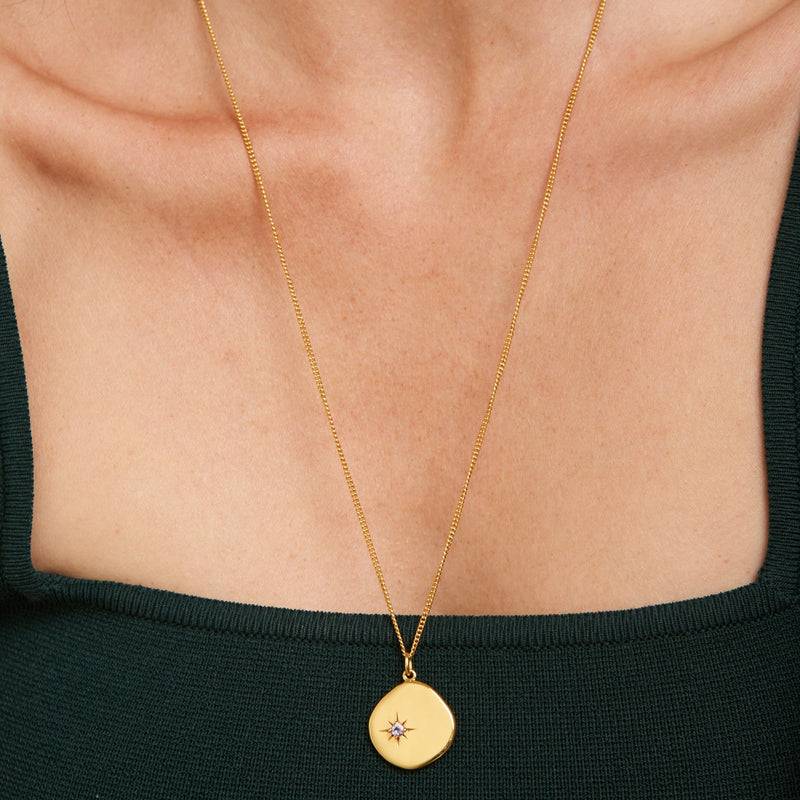 Mosuo Jewellery Geburtsstein Halskette Februar - Vermeil & Amethyst Online