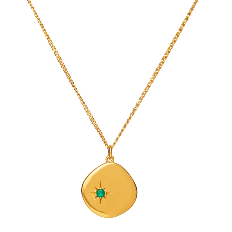 Mosuo Jewellery Geburtsstein Halskette Mai - Vermeil & Grüner Onyx Verkauf