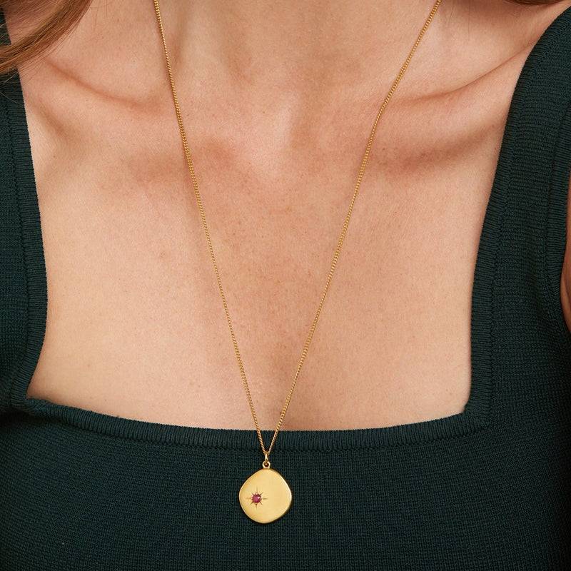 Mosuo Jewellery Geburtsstein Halskette Juli - Vermeil & Rubin Hotsell