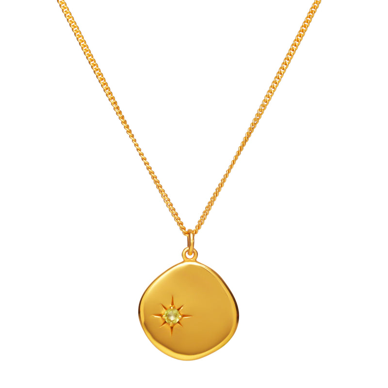 Mosuo Jewellery Geburtsstein Halskette August- Vermeil & Peridot im Angebot