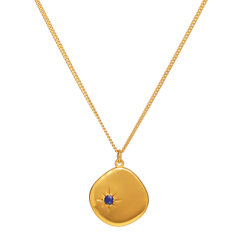 Mosuo Jewellery Geburtsstein Halskette September - Vermeil & Lapis Lazuli