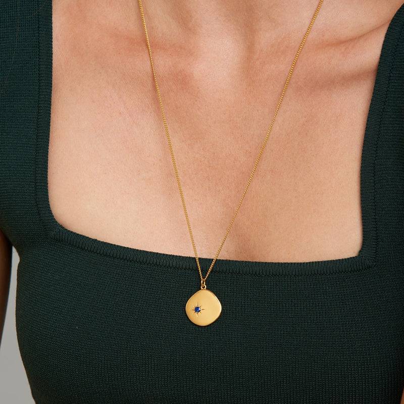 Mosuo Jewellery Geburtsstein Halskette September - Vermeil & Lapis Lazuli Schlussverkauf