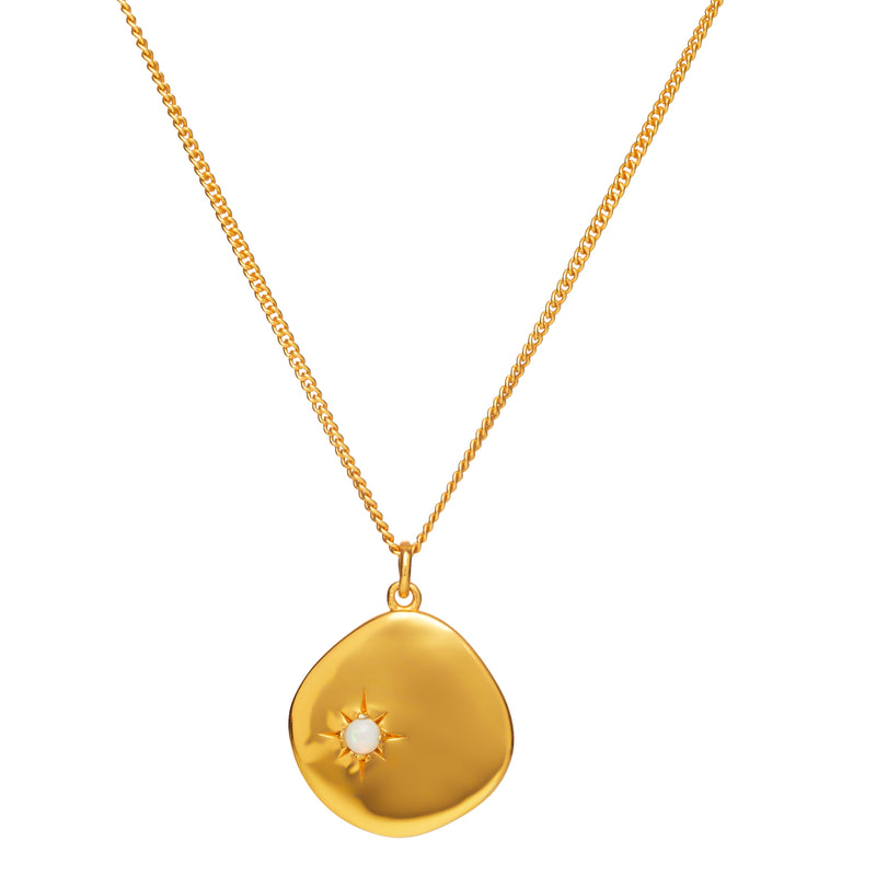 Mosuo Jewellery Geburtsstein Halskette Oktober - Vermeil & Opal