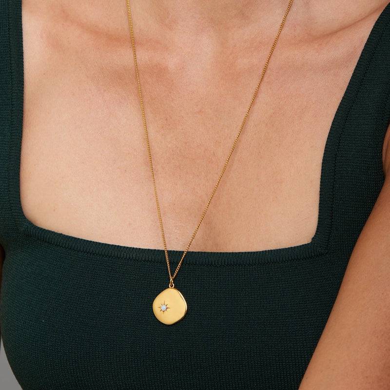 Mosuo Jewellery Geburtsstein Halskette Oktober - Vermeil & Opal Günstiger Verkauf