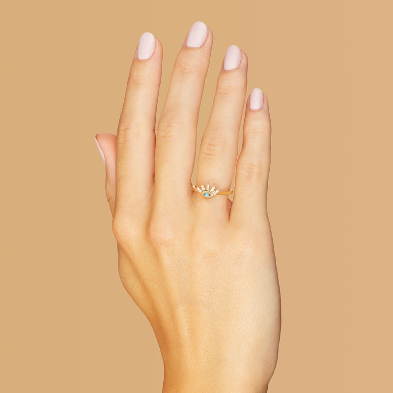 Mosuo Jewellery Türkis Diamant Evil Eye Ring Hotsell
