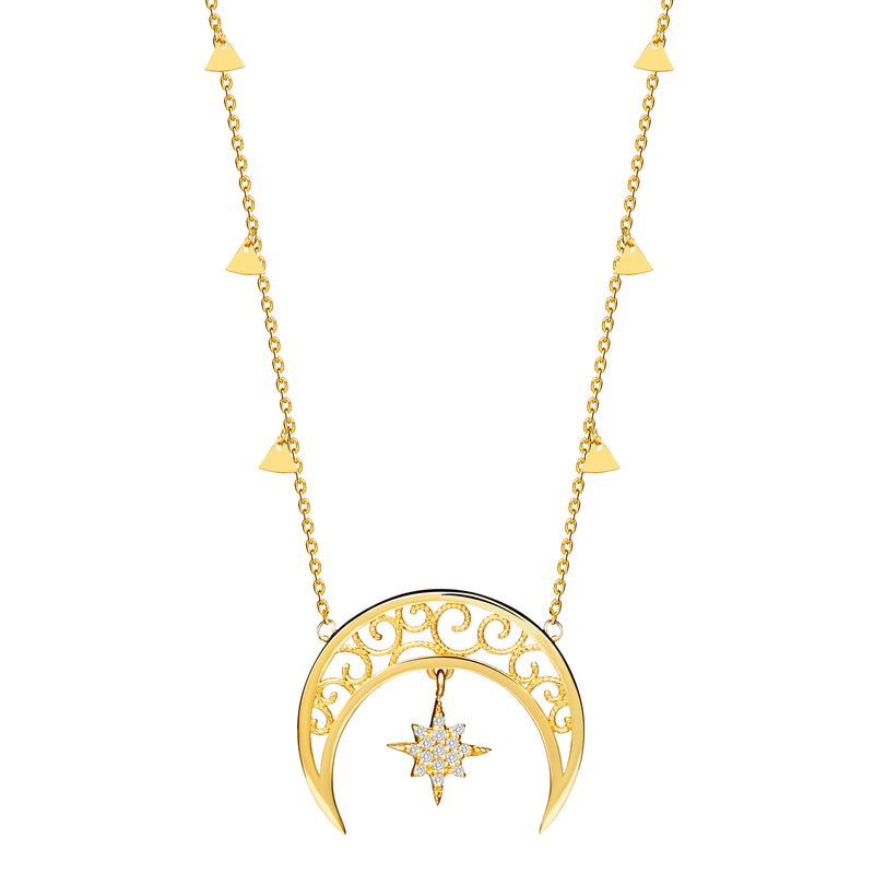 Mosuo Jewellery Diamant Mond & Stern Halskette