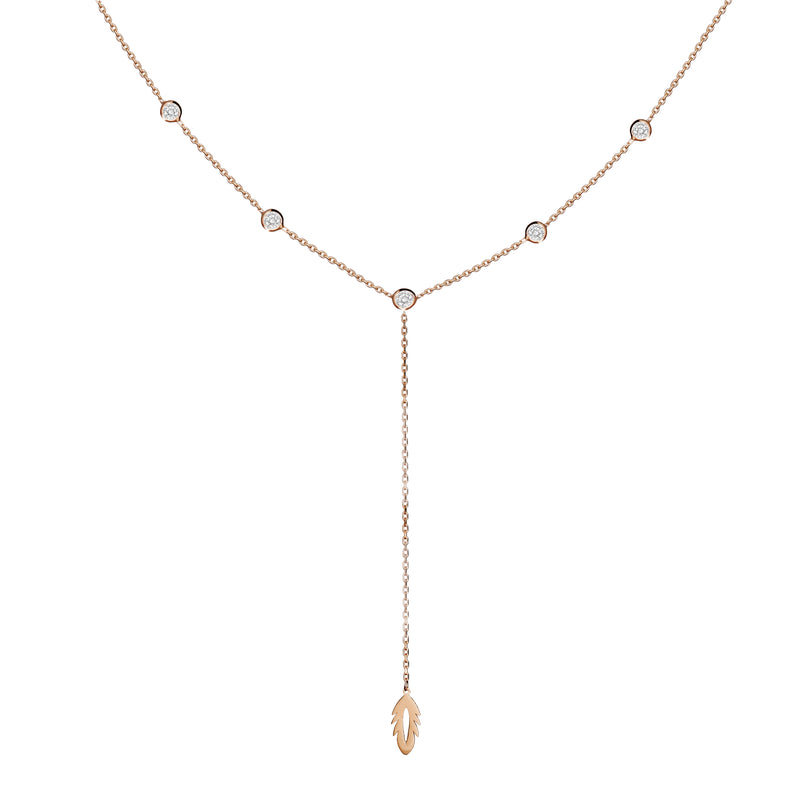 Mosuo Jewellery Feder Y-Halskette mit Steinen Outlet