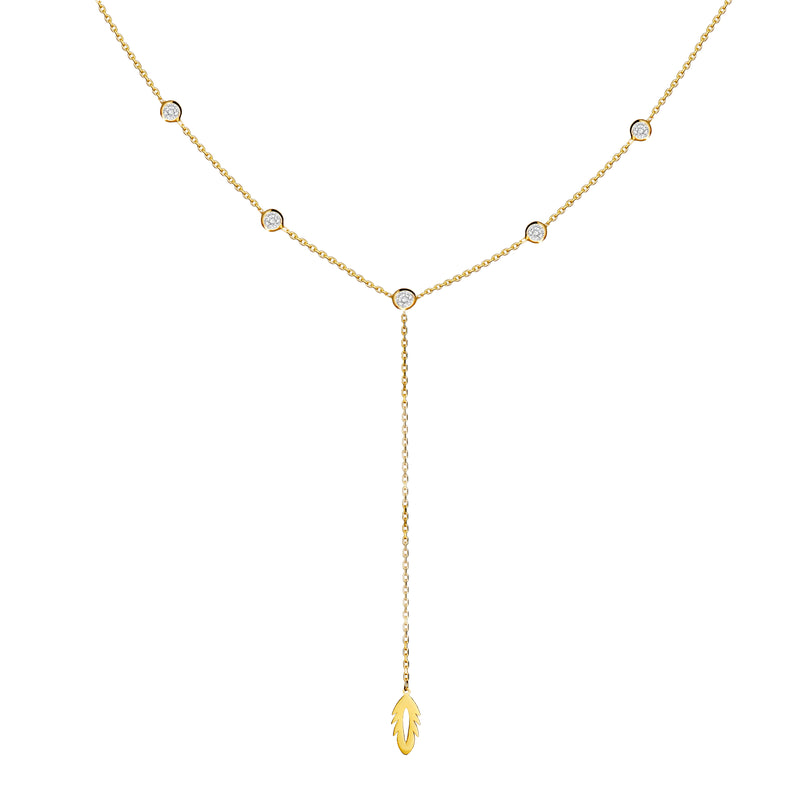 Mosuo Jewellery Feder Y-Halskette mit Steinen Auslauf