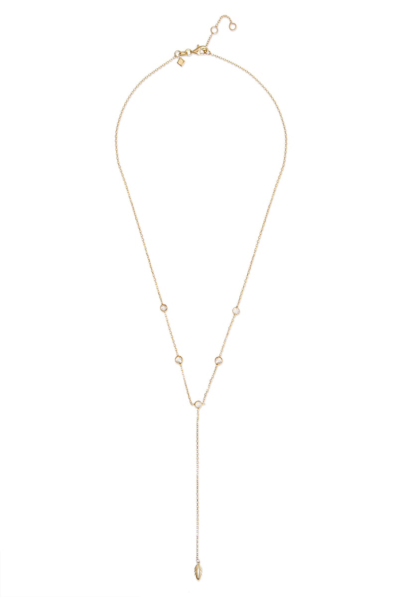 Mosuo Jewellery Feder Y-Halskette mit Steinen Auslauf