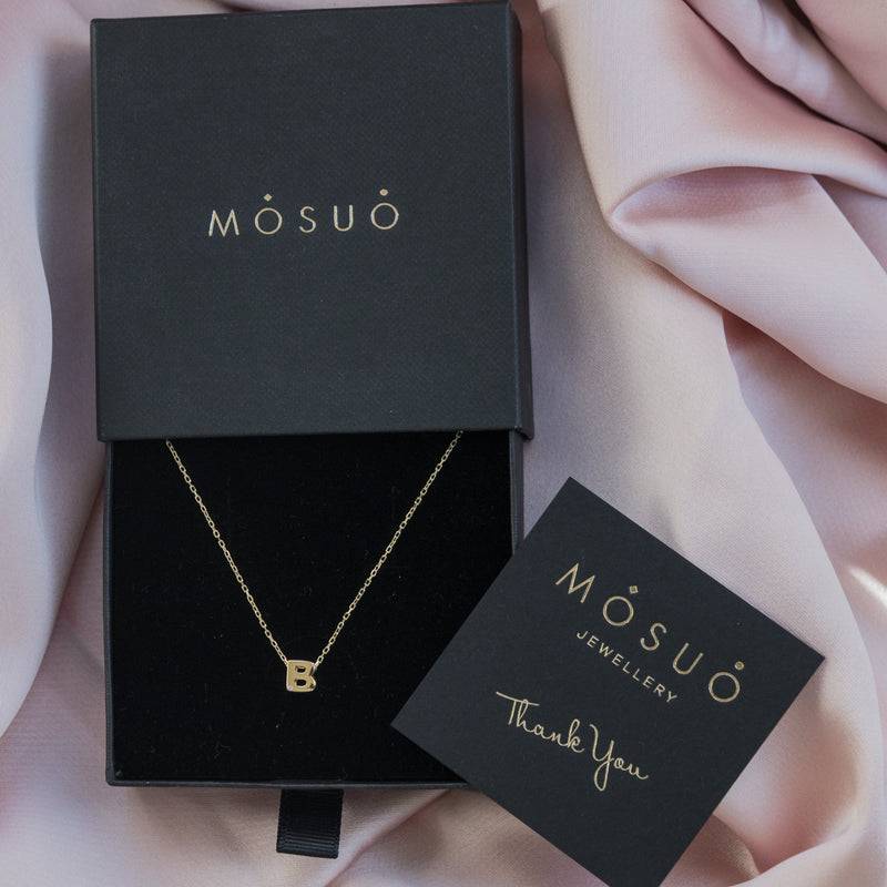 Mosuo Jewellery Diamant Buchstaben Halskette “B” - Vermeil Online