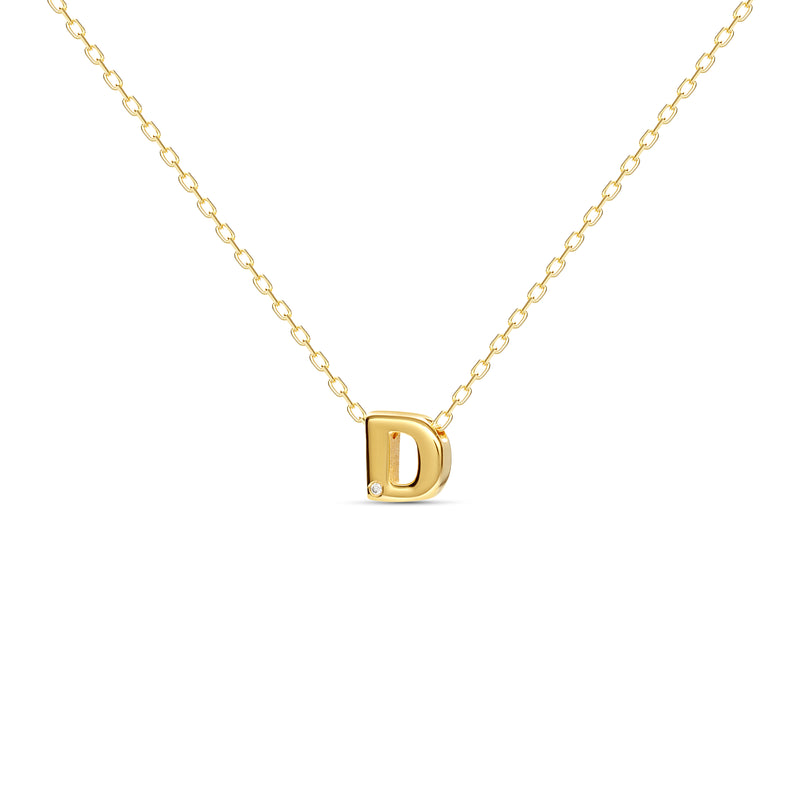 Mosuo Jewellery Diamant Buchstaben Halskette “D” - Vermeil Auslauf