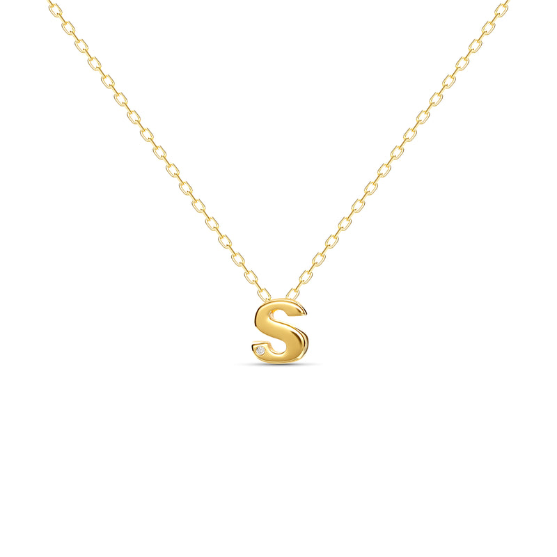 Mosuo Jewellery Diamant Buchstaben Halskette “S”- Vermeil