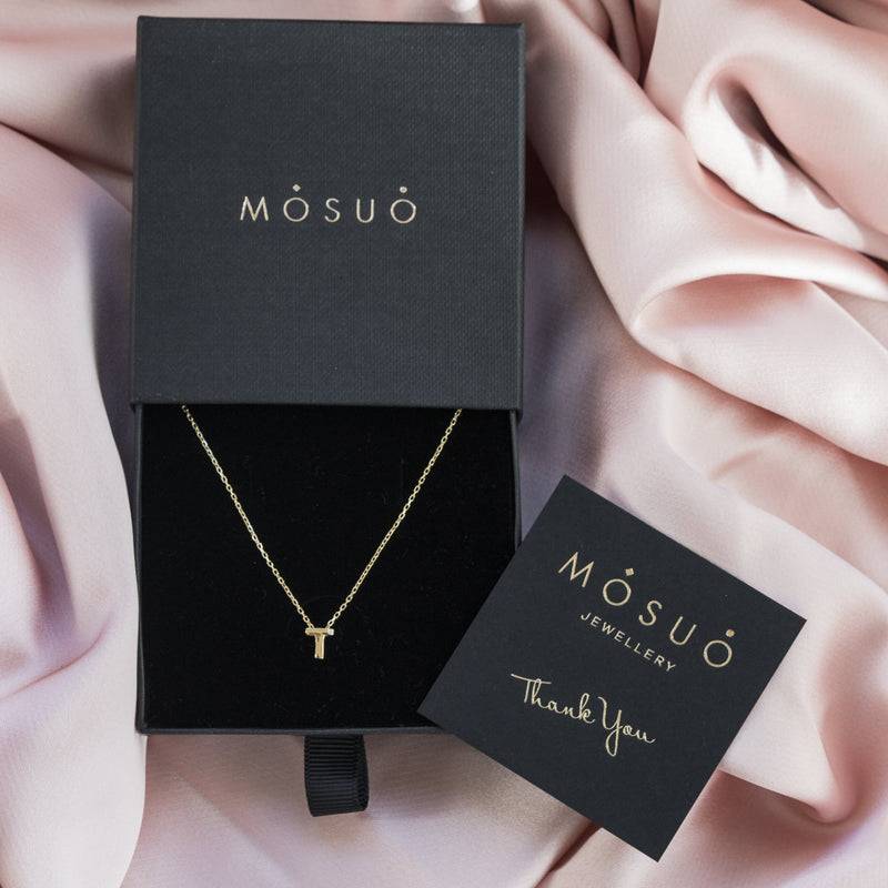 Mosuo Jewellery Diamant Buchstaben Halskette “T”- Vermeil im Angebot