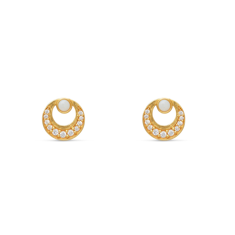 Mosuo Jewellery Mond Opal Ohrringe - Vermeil