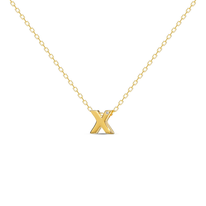 Mosuo Jewellery Diamant Buchstaben Halskette “X”- Vermeil im Angebot