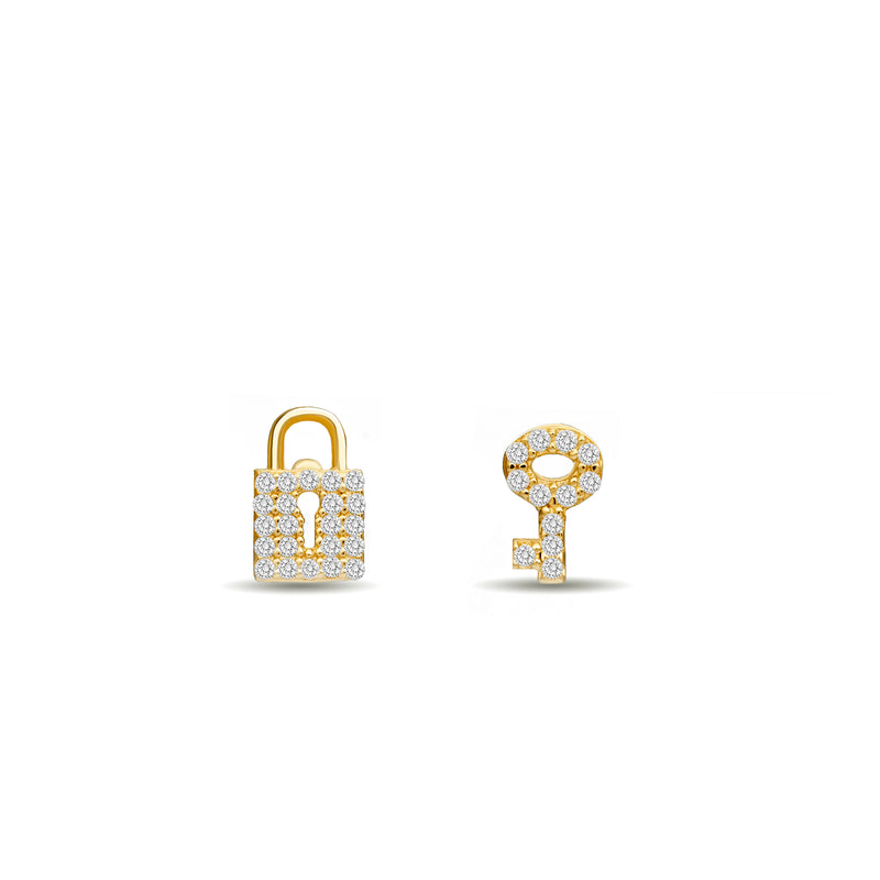 Mosuo Jewellery Schloss und Schlüssel Diamant Ohrstecker Blitzverkäufe