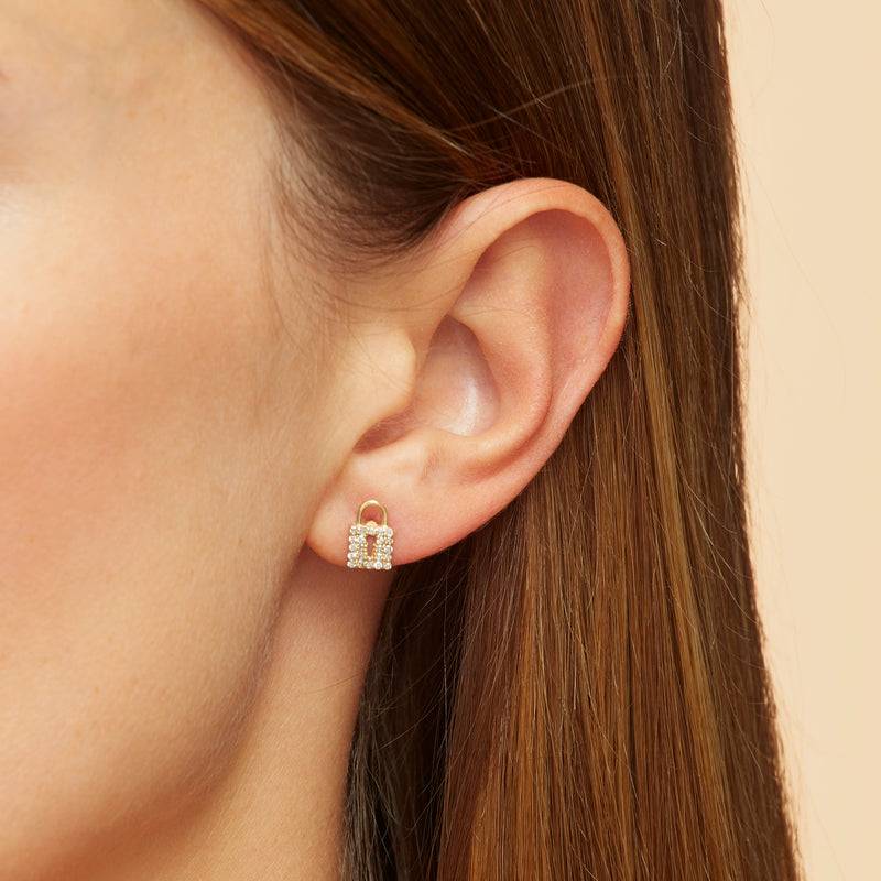 Mosuo Jewellery Schloss und Schlüssel Diamant Ohrstecker Blitzverkäufe