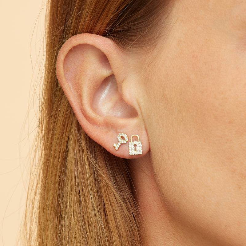 Mosuo Jewellery Schloss und Schlüssel Diamant Ohrstecker Blitzverkäufe