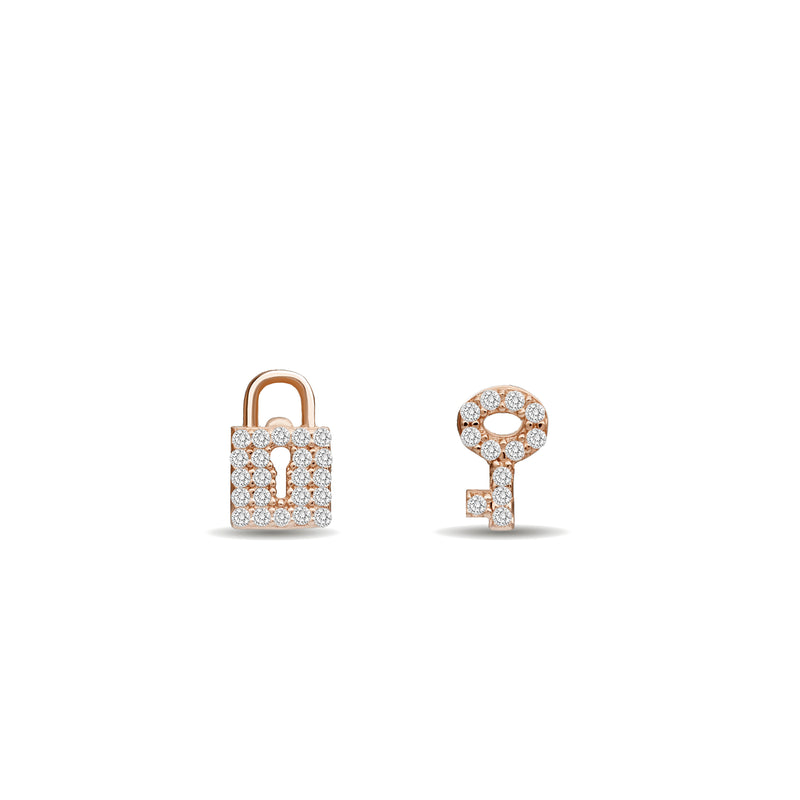 Mosuo Jewellery Schloss und Schlüssel Diamant Ohrstecker Blitzverkäufe
