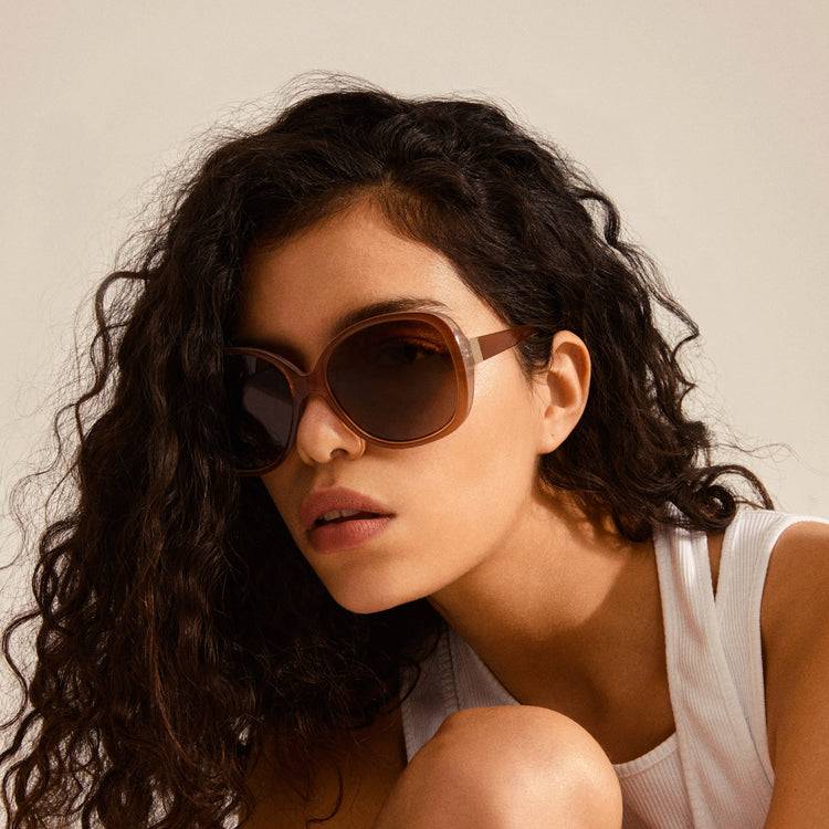Pilgrim PARKER Retro-Oversized-Sonnenbrille, Hellbraun Outlet