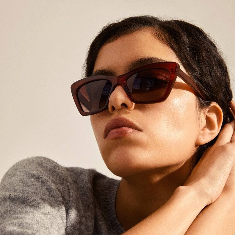 Pilgrim DAKOTA eckige Cat-Eye-Sonnenbrille braun Angebote