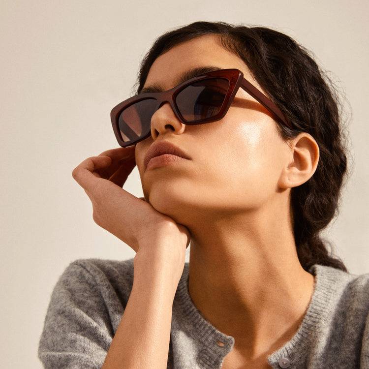 Pilgrim DAKOTA eckige Cat-Eye-Sonnenbrille braun Angebote