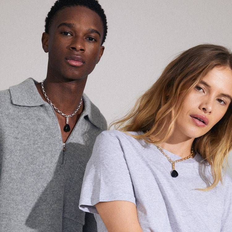 Pilgrim CHARM schwarzer Achat Anhänger, vergoldet Outlet