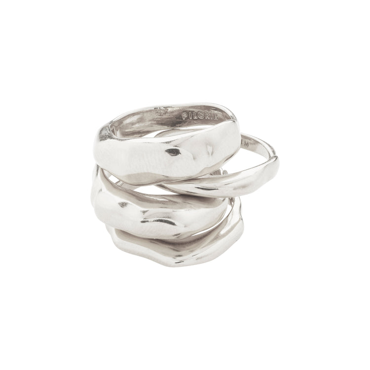 Pilgrim ASHER recycelte Ringe 4-in-1-Set versilbert Günstiger Verkauf