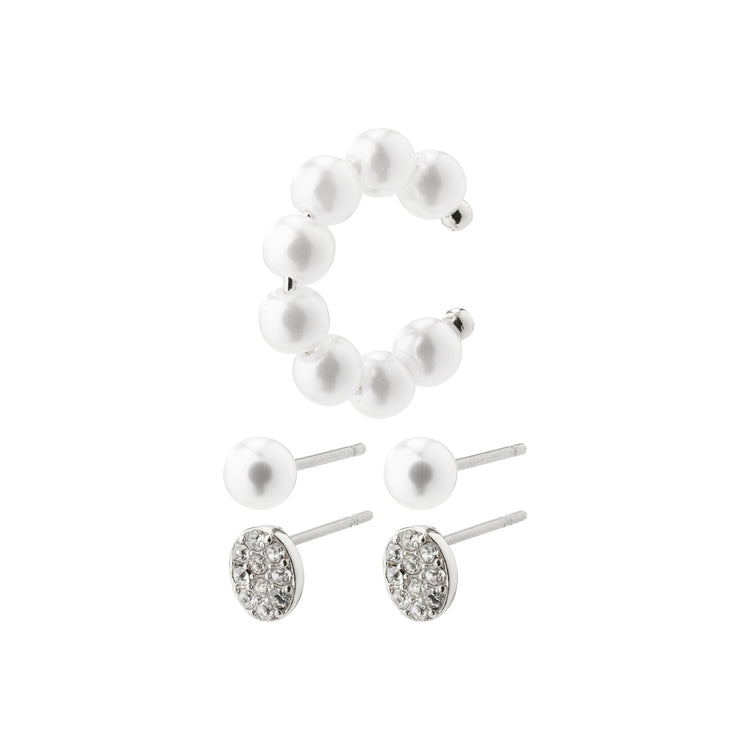 Pilgrim BEAT Ohrringe und Cuff, 3-in-1-Set, versilbert Fabrikverkauf