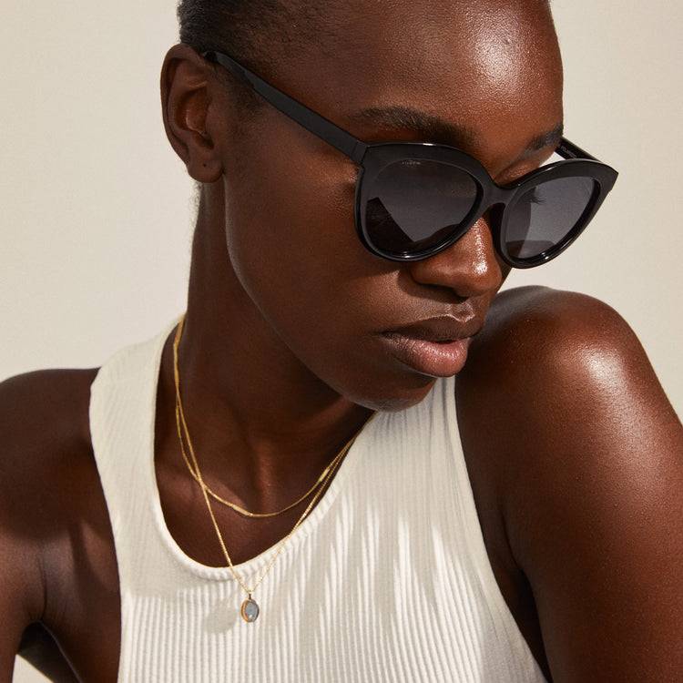 Pilgrim MARLENE recycelte Cat-Eye-Sonnenbrille schwarz Schlussverkauf