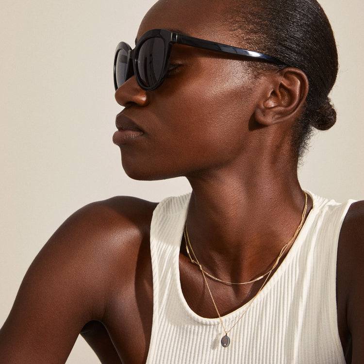Pilgrim MARLENE recycelte Cat-Eye-Sonnenbrille schwarz Schlussverkauf