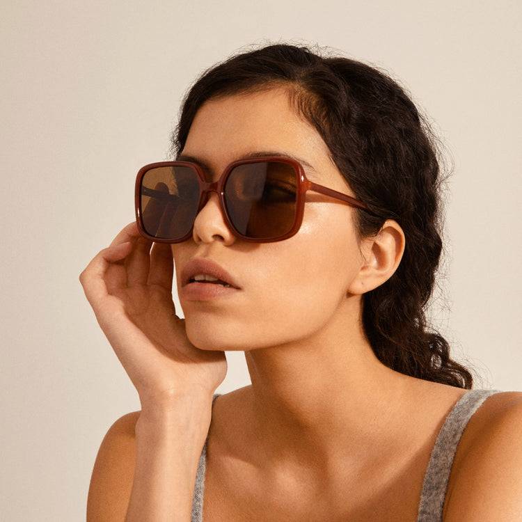 Pilgrim MILAN oversized Retro-Sonnenbrille braun Günstiger Verkauf