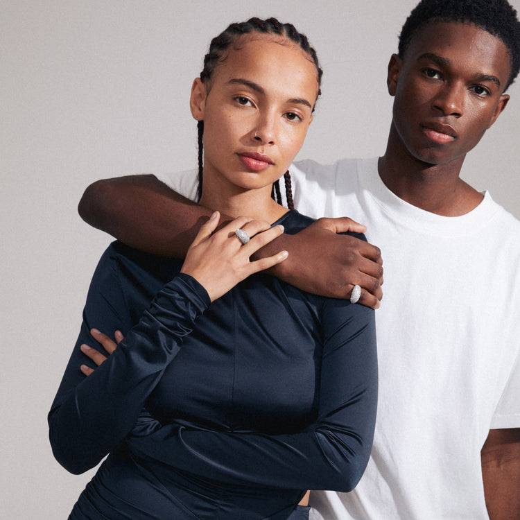 Pilgrim FOCUS recycelte Kristall Ring versilbert Preisnachlass