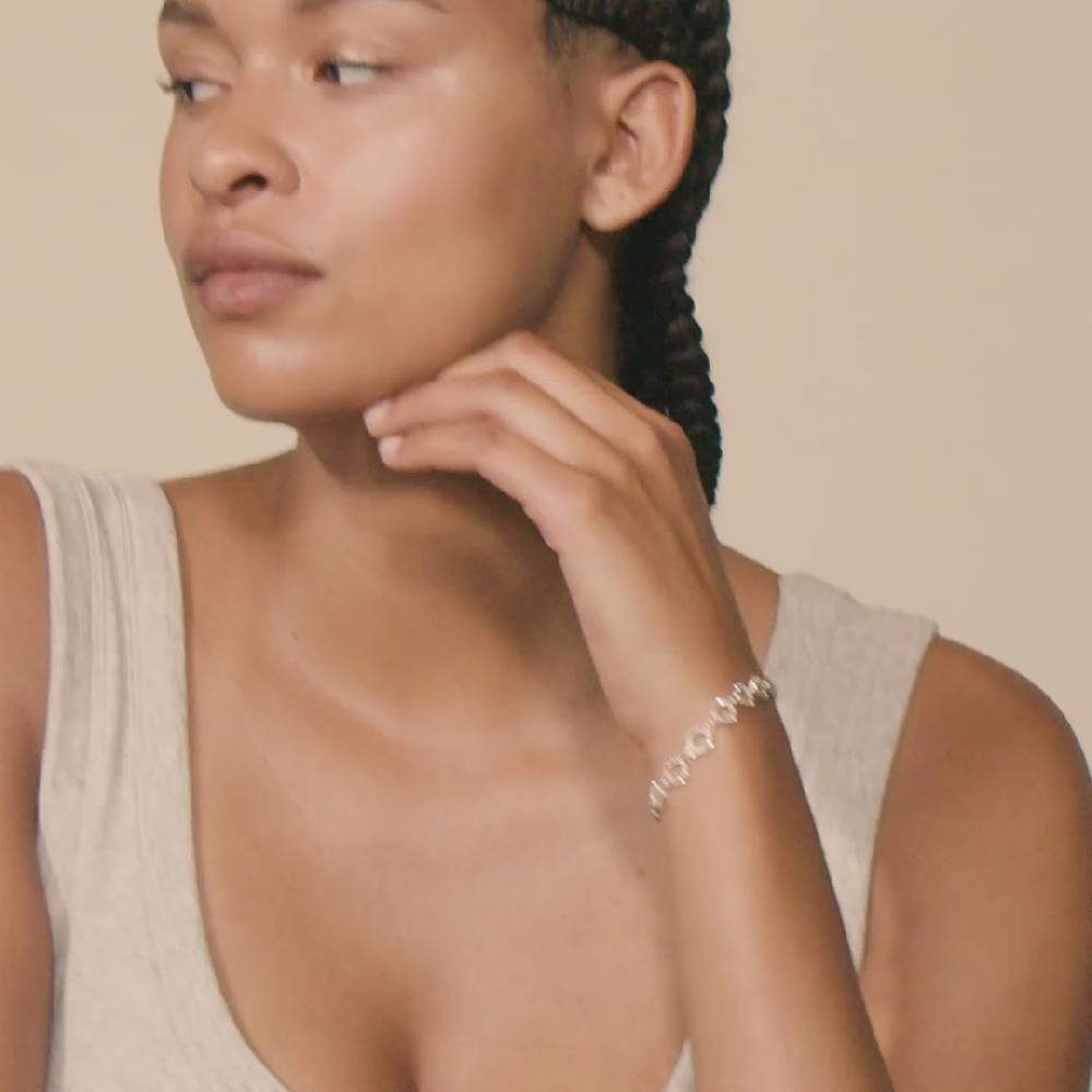 Pilgrim ROGUE recyceltes Halo-Kristall-Armband, versilbert Meist gekauft
