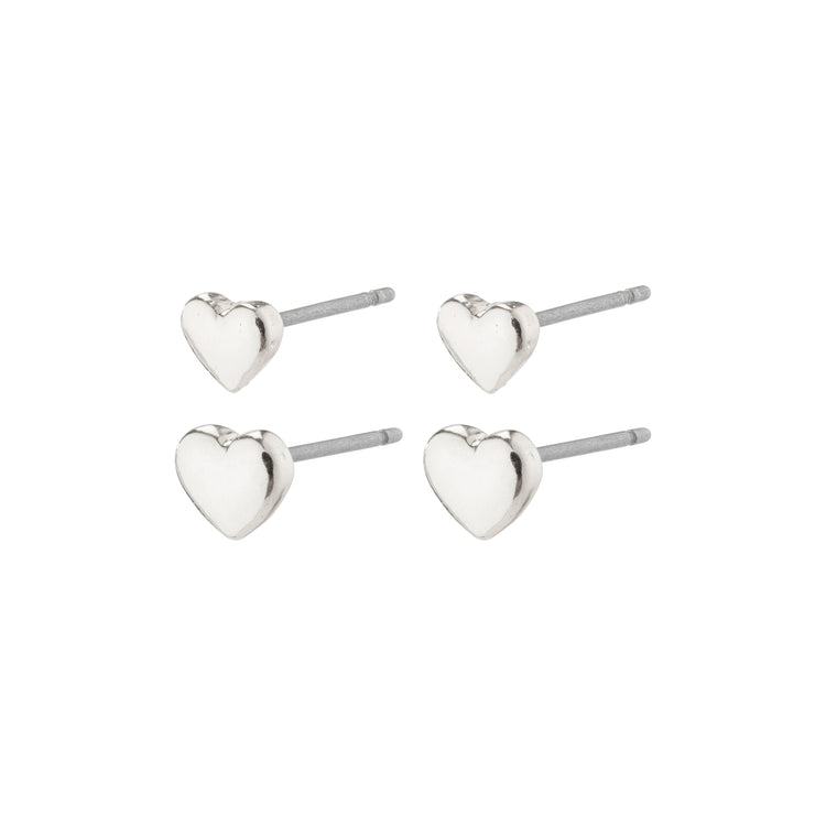 Pilgrim AFRODITTE recycelte Herz-Ohrringe 2-in-1-Set, versilbert