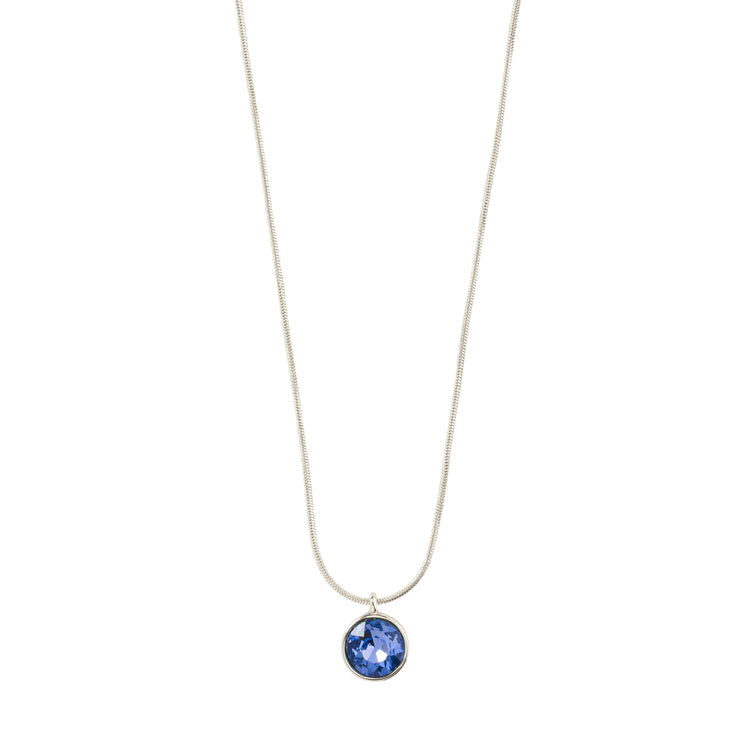 Pilgrim CALLIE recycelte Halskette mit Kristallanh., blau/versilbert