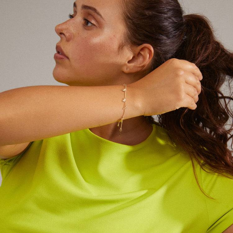 Pilgrim QUINN recyceltes Kristall-Armband mit Charm, vergoldet Verkauf