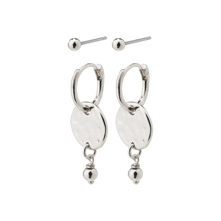 Pilgrim MSF Geschenkset, Münz-Hoops & Ohrstecker, versilbert Fabrikverkauf