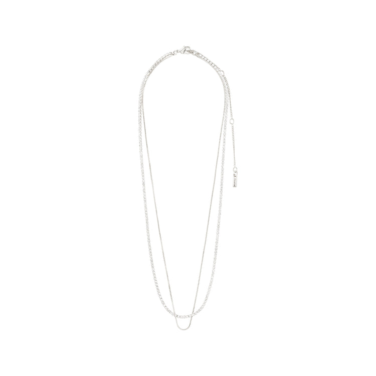 Pilgrim MILLE Kristall-Halskette, 2-in-1, versilbert Auslauf