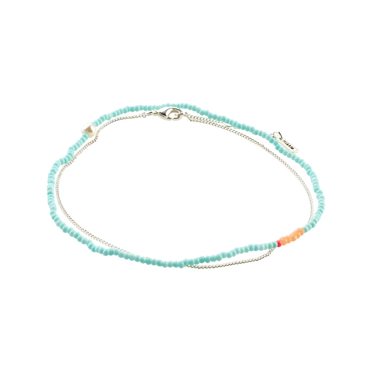 Pilgrim PALOMA Fußkettchen, 2-in-1-Set, türkis und versilbert