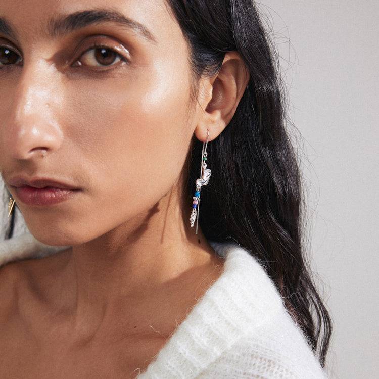 Pilgrim SELENE recycelter, einzelner Ohrring versilbert Fabrikladen