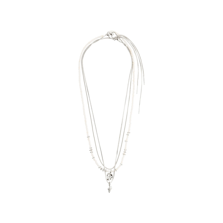 Pilgrim SEA Halskette, 3-in-1 Set, Weiß/Versilbert Neueste Stile