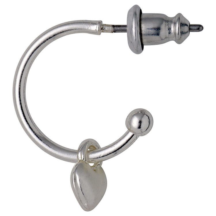 Pilgrim SOPHIA recycelte Huggie-Hoops mit Herzanhänger, versilbert VIP-Rabatte