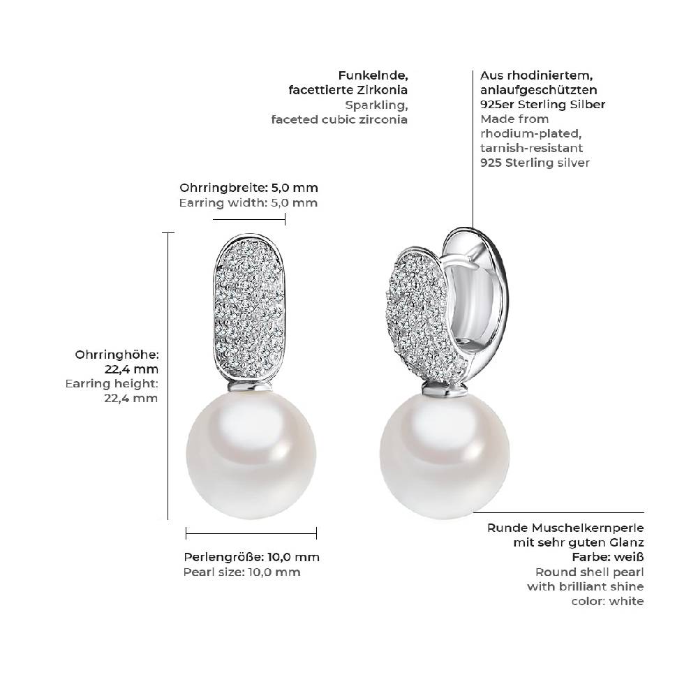 Rafaela Donata Ohrhänger Sterling Silber Südsee-Muschelkernperle weiß Zirkonia weiß Outlet