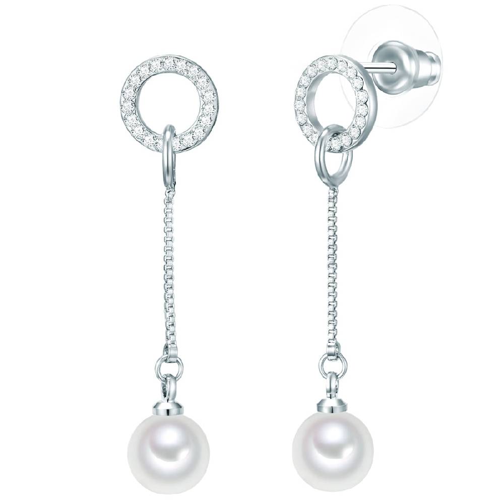 Rafaela Donata Ohrhänger Sterling Silber Muschelkernperle weiß Glaskristall weiß