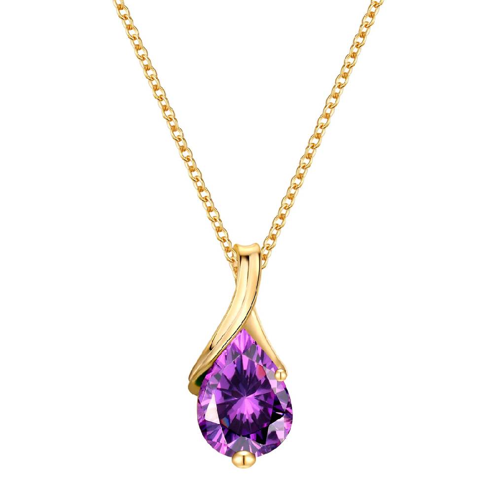 Rafaela Donata Kette mit Anhänger Sterling Silber gelbgold Zirkonia violett