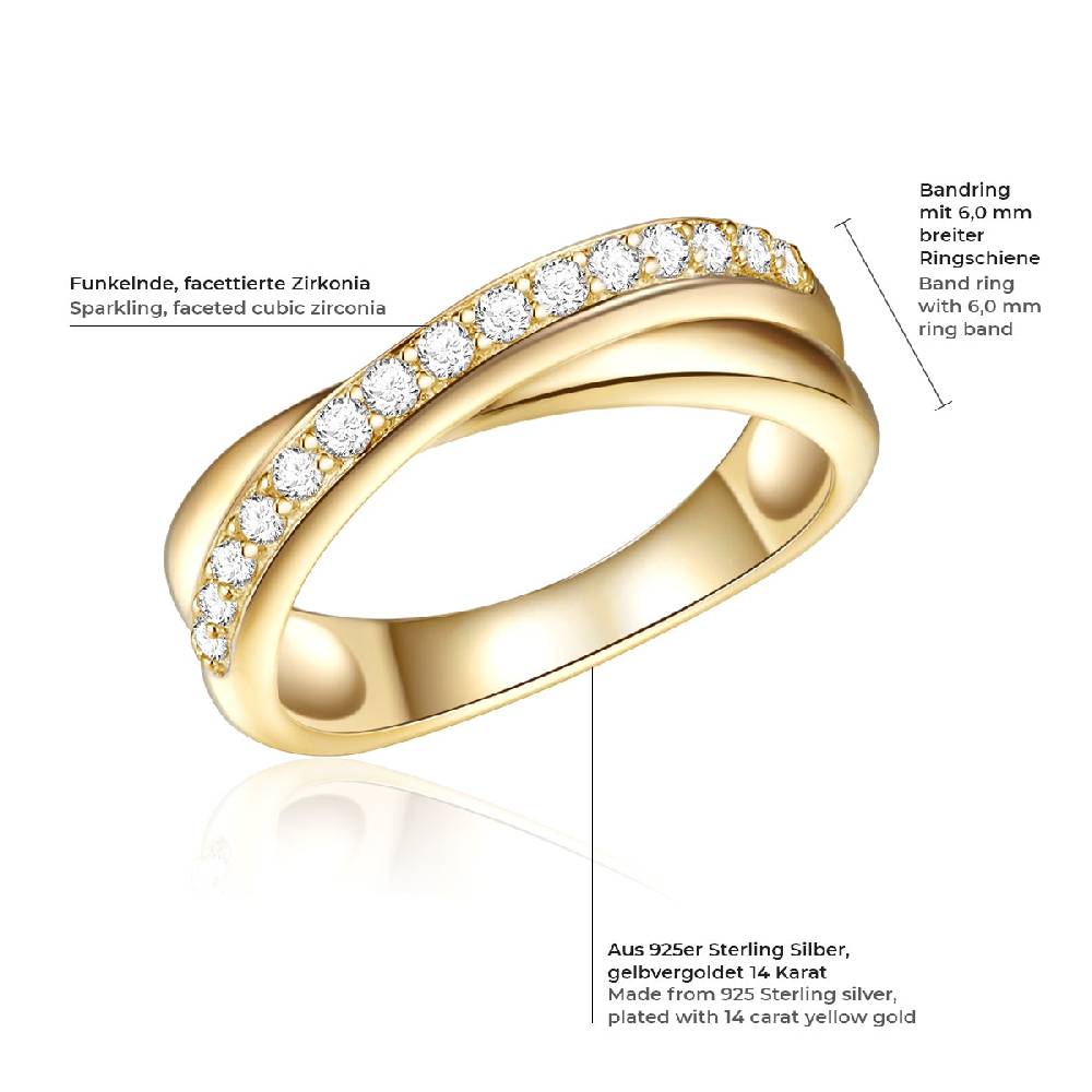 Rafaela Donata Ring Sterling Silber gelbgold Zirkonia weiß im Angebot