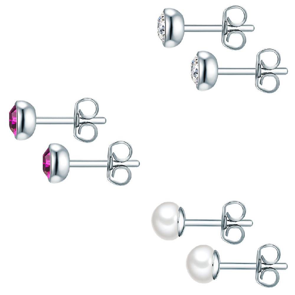 Rafaela Donata 3er Set Ohrstecker Sterling Silber Süßwasser-Zuchtperle weiß verziert mit Kristallen von Swarovski® Blitzverkäufe
