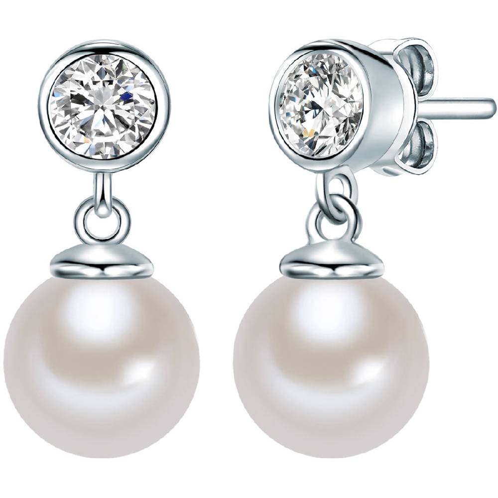 Rafaela Donata Ohrstecker Sterling Silber Südsee-Muschelkernperle weiß Zirkonia weiß